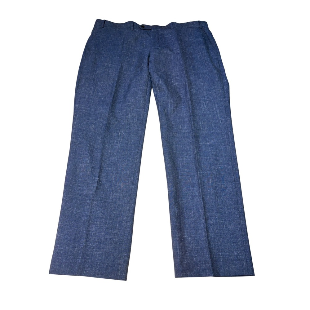 Lauren Ralph Lauren Men Blue Textured Flat Front Wool Dress Pants 40x30 Straight